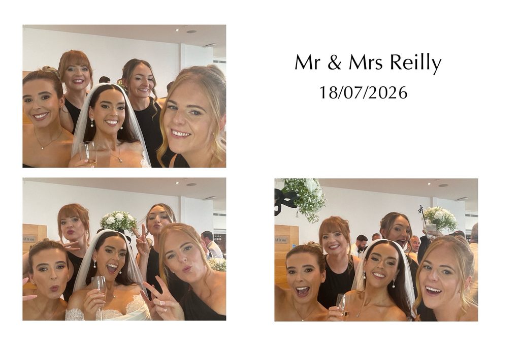 Selfie mirror photobooth example of a bride with her bridesmaids