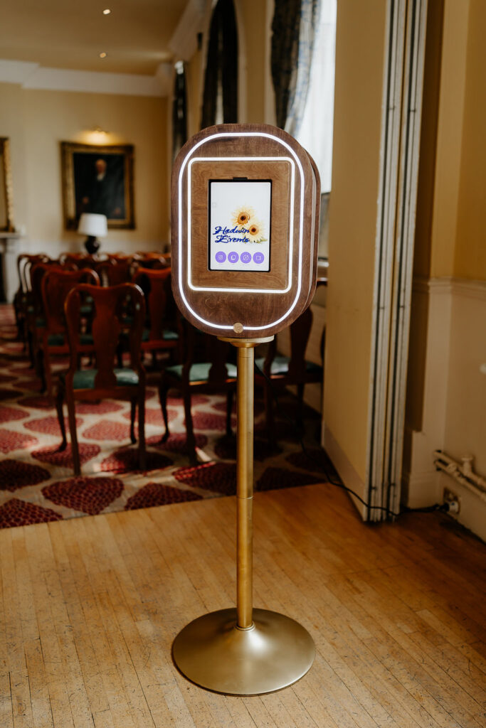 Vintage selfie mirror with a gold metal base